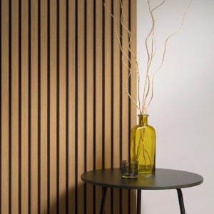 Akustische Wandpaneele – Dunkle Eiche – 3-seitig – Dunkelbrauner Filz – 270 x 60 cm