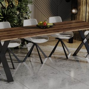 Ausziehbarer Esstisch "X" 130-210xm (Eiche Monastery)