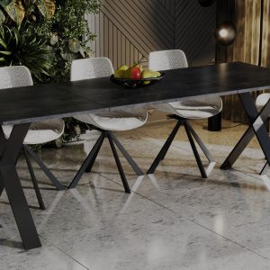 Ausziehbarer Esstisch "X" 130-210xm (Beton Dunkel)
